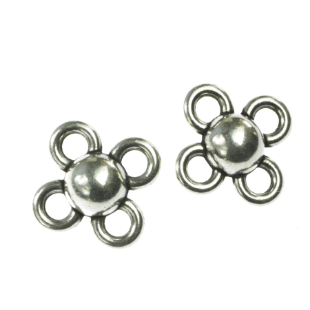 Accesorii metalice - Conector floare, zamac placat cu argint, 18x18 mm