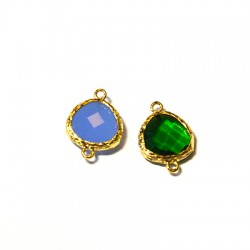 Accesorii metalice diverse - Conector neregulat cristal verde 13 mm