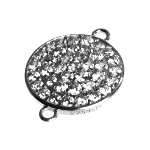 Accesorii argint - Link cristale zirconiu, argint 925 rodiat, grosime 1.8 mm, diametrul 14 mm