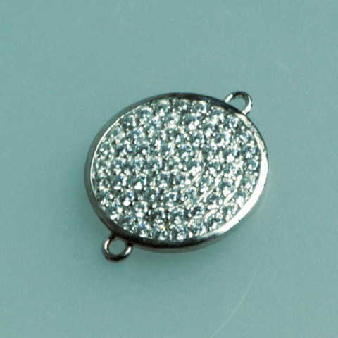 Link cristale zirconiu, argint 925 rodiat, grosime 2 mm, diametrul 17 mm [1]
