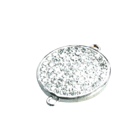 Conectori - Conectori cu cristale zirconiu, argint 925 rodiat, grosime 2 mm, diametrul 17 mm