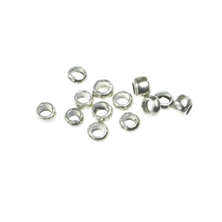 Accesorii metalice - Crimp, alama placata cu argint, D 2 mm, orif. 1.4 mm