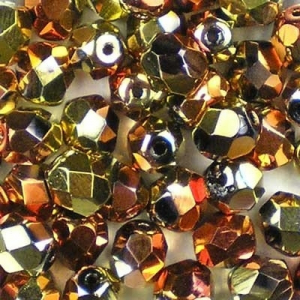 Margele Cehia - Cristale cehesti firepolish 6 mm Jet California Gold Rush