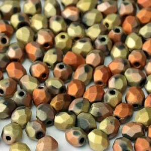 Margele Cehia - Cristale cehesti firepolish 6 mm Jet California Gold Rush Matted