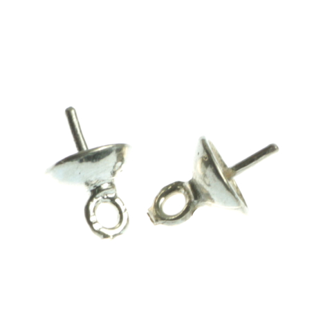 Accesorii diverse - Cupa cu surub pentru perla de 8 mm, argint 925, lungime 13 mm, diametrul 9 mm