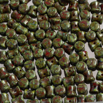 Margele Cehia - Diabolo 4x6 mm Opaque Red Dark Travertin