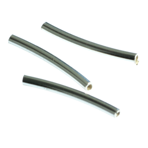 Capacele distantiere margele tuburi - Disantier cilindric curbat, argint 925, lungime 15 mm, diametrul 1.5 mm