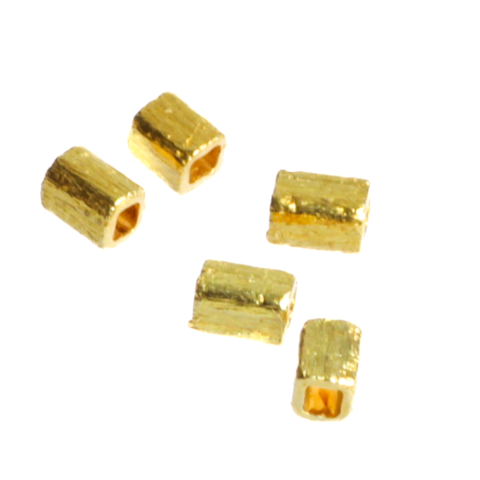 Capacele distantiere margele tuburi - Distantier, argint 925 placat cu aur, lungime 3 mm, latime 2.5 mm