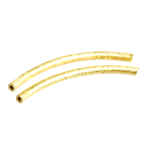 Margele si tuburi - Distantier cilindric curbat texturat, argint 925 placat cu aur, lungime 30 mm, diametrul ext. 2 mm