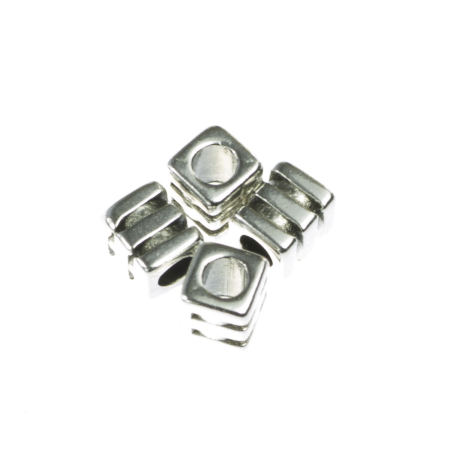Accesorii metalice - Distantier cub, zamac placat cu argint, 3x3 mm, H 3.5 mm