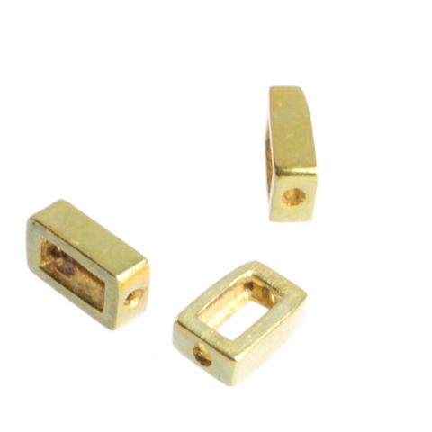 Capacele distantiere margele tuburi - Distantier dreptunghiular, argint 925 placat cu aur, lungime 11 mm, latime 4 mm, inaltime 2 mm