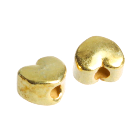 Capacele distantiere margele tuburi - Distantier inimioara, argint 925 placat cu aur, grosime 4 mm, diametrul 6 mm