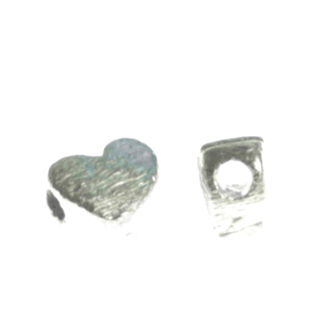 Capacele distantiere margele tuburi - Distantier inimioara texturata, argint 925, grosime 3 mm, diametrul 5 mm