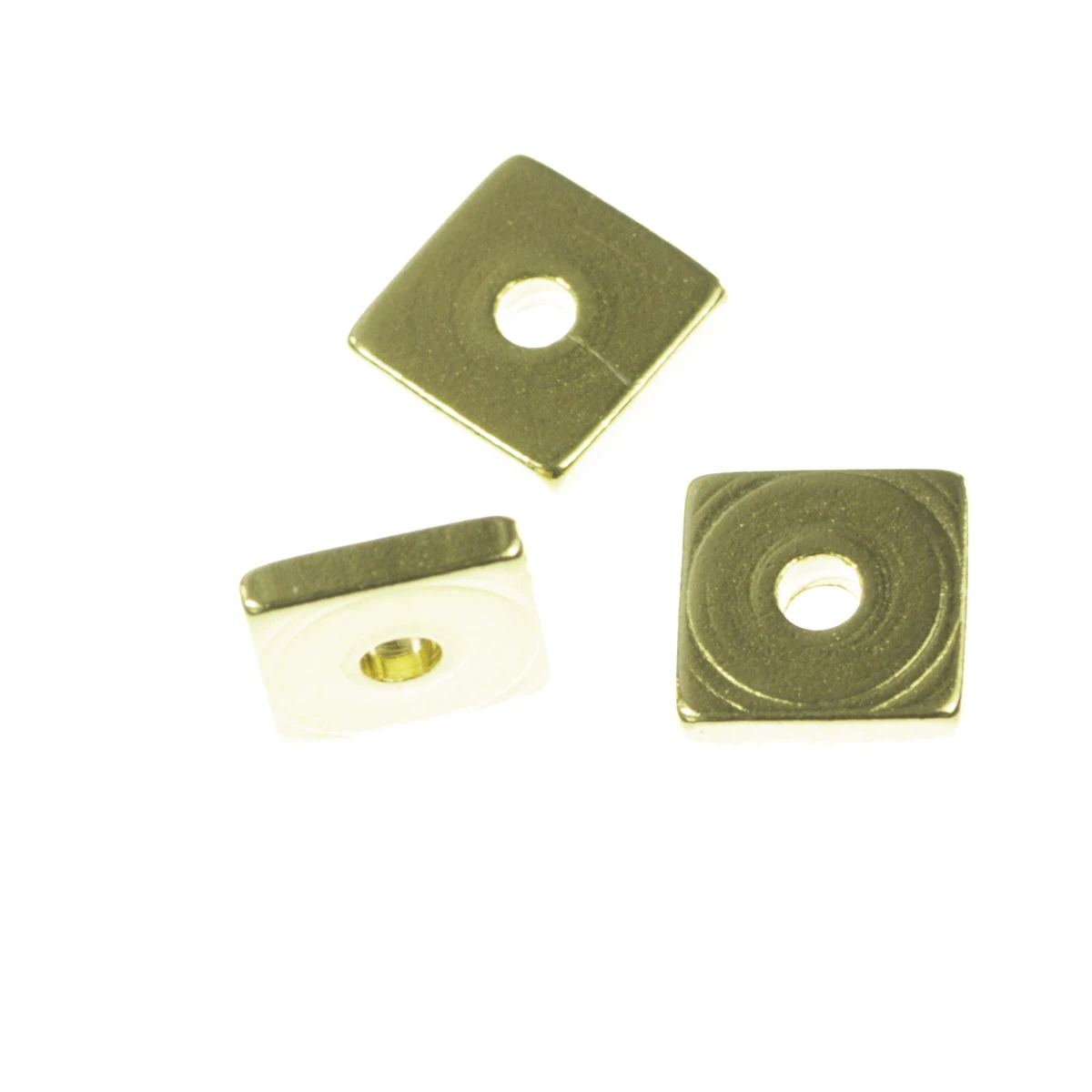 Distantiere - Distantier patrat, zamac placat cu aur, 6x6 mm, gros. 1.2 mm