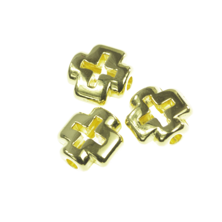 Accesorii metalice - Distantier patrat, zamac placat cu aur, 8x8 mm, gros. 3 mm