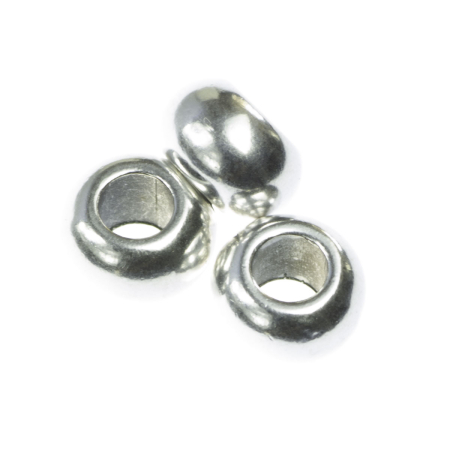 Accesorii metalice - Distantier rotund, zamac placat cu argint, l 5 mm, D 8 mm, orif. 3.7 mm