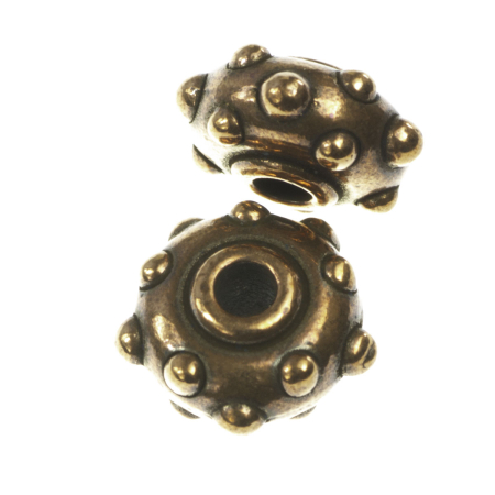 Accesorii metalice - Distantier texturat, aliaj placat cupru antichizat, l 5 mm, D 11 mm, orif. 2 mm
