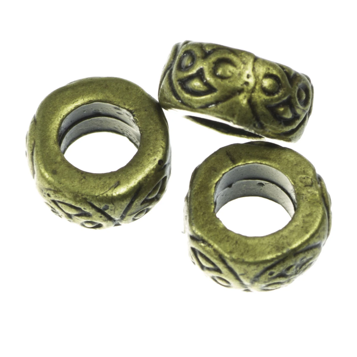 Distantiere - Distantier texturate, zamac placat cu alama, l 4 mm, D 8 mm, orif. 4 mm