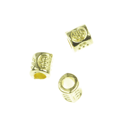 Accesorii metalice - Distantier, zamac placat cu aur, L 3 mm, gros. 3 mm, orif. 2 mm