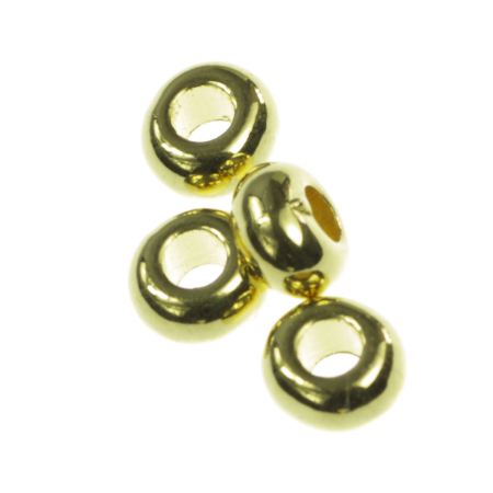 Accesorii metalice - Distantier rotund, zamac placat cu aur, l 4 mm, D 6 mm, orif. 2.5 mm