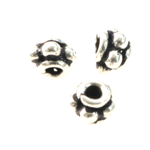 Capacele distantiere margele tuburi - Distantiere, argint 925 antichizat, grosime 3.5 mm, diametrul 5 mm