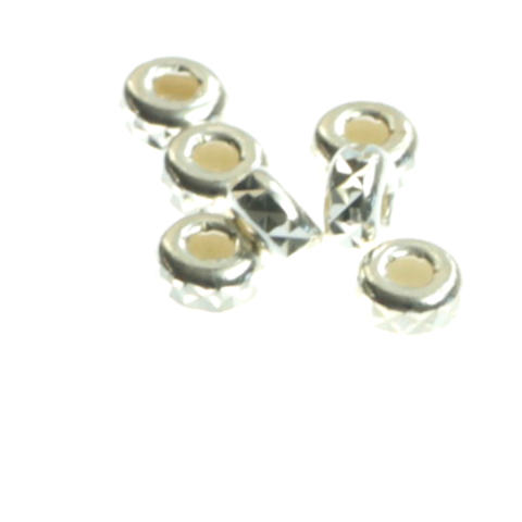 Capacele distantiere margele tuburi - Distantiere fatetate, argint 925, grosime 1.5 mm, diametrul 3 mm