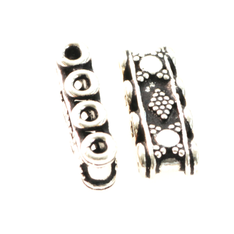 Capacele distantiere margele tuburi - Distantiere multisir 4 randuri, argint 925 antichizat, latime 17 mm, inaltime 6.5 mm, grosime 4 mm