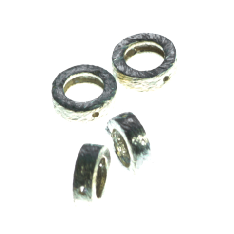 Capacele distantiere margele tuburi - Distantiere texturate, argint 925, latime 2 mm, diametrul 6 mm
