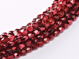 Margele Cehia - Fire polished 3 mm Crystal Pomegranate Metallic Ice