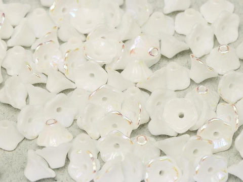 Margele Cehia - Flower Cup Beads 7 x 5 mm Chalk White AB