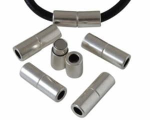 Accesorii metalice - Inchizatoare alama argintie cilindru 20x7 mm