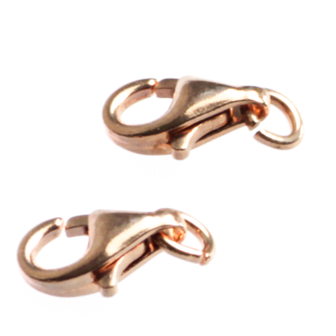 Inchizatori si terminatii lant - Inchizatoare carabina, argint 925 placat cu aur roz, lungime 10 mm