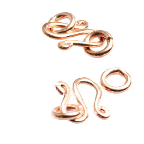 Inchizatori si terminatii lant - Inchizatoare in forma de S cu zale de prindere, argint 925 placat cu aur roz, lungime 15 mm, grosime 1 mm