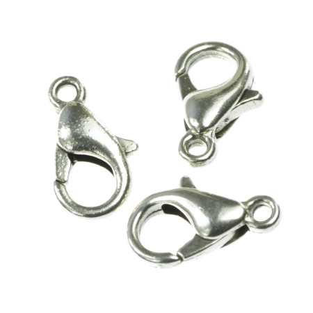 Accesorii metalice - Inchizatoare lobster, zamac placat cu argint, 10x5 mm