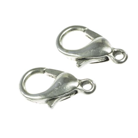 Accesorii metalice - Inchizatoare lobster, zamac placat cu argint, 12x6 mm