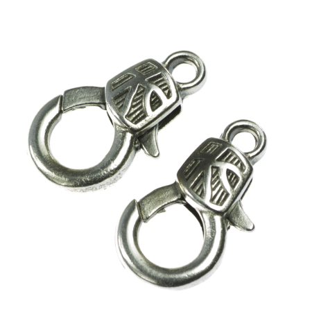 Accesorii metalice - Inchizatoare lobster, zamac placat cu argint, 17x9 mm