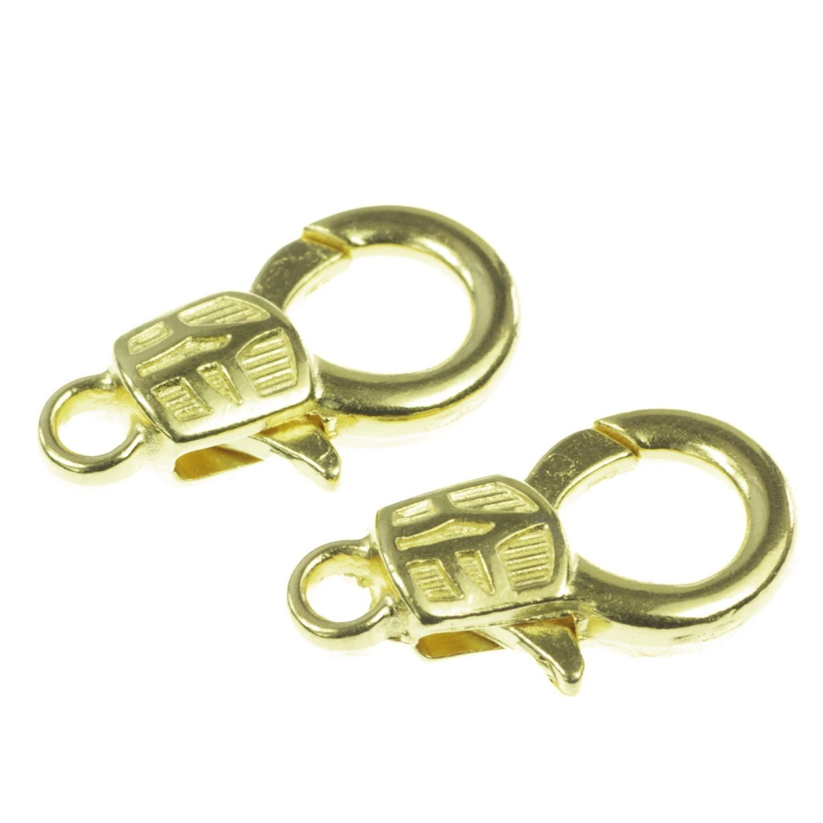 Inchizatori, terminatii lant, conuri - Inchizatoare lobster, zamac placat cu aur, 17x9 mm