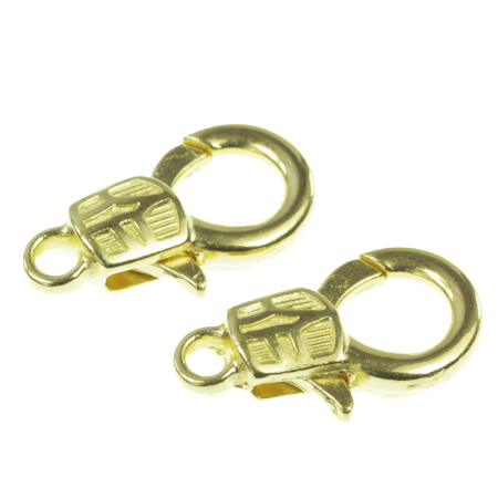 Accesorii metalice - Inchizatoare lobster, zamac placat cu aur, 17x9 mm