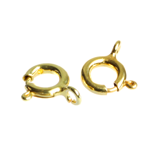 Inchizatori si terminatii lant - Inchizatoare rotunda cu arc, argint 925 placat cu aur, grosime 1.5 mm, diametrul 6 mm