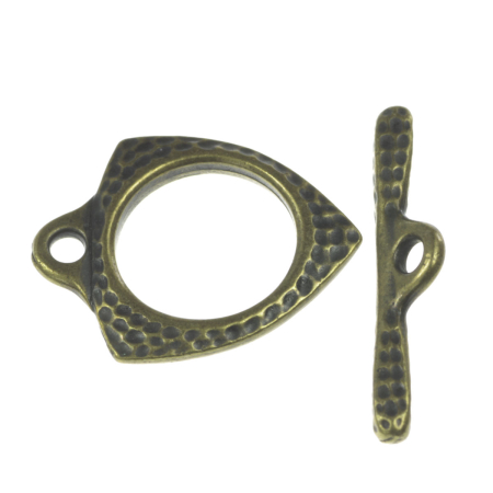 Accesorii metalice - Inchizatoare togle, aliaj placat cu alama antichizata, 25x20 mm