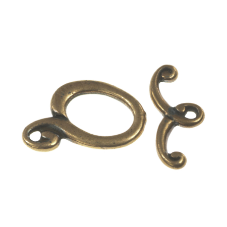 Accesorii metalice - Inchizatoare togle, aliaj placat cupru antichizat, 20x20 mm