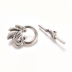 Inchizatoare togle stil tibetan cu frunza argintiu antichizat [1]