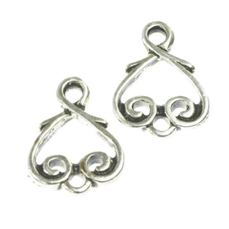 Accesorii metalice - Link, aliaj placat argint antichizat, 12x9 mm