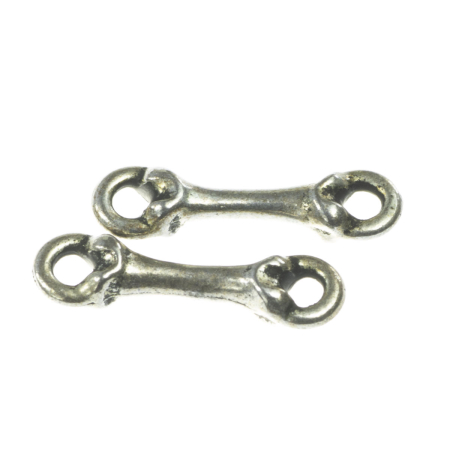 Accesorii metalice - Link, aliaj placat argint antichizat, L 18 mm, gros. 2 mm, orif. 2 mm