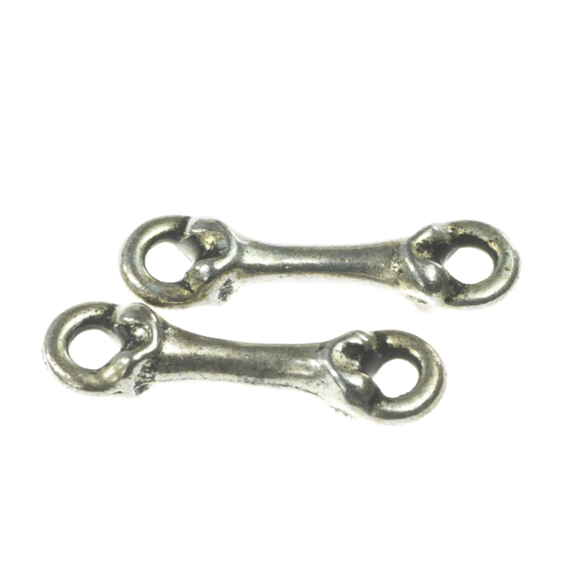 Conectori, link-uri si tuburi - Link, aliaj placat argint antichizat, L 18 mm, gros. 2 mm, orif. 2 mm