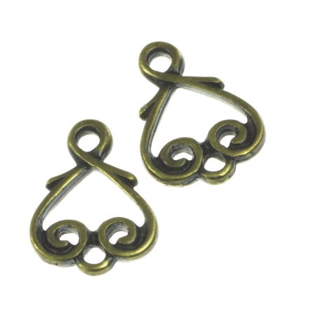 Accesorii metalice - Link, aliaj placat cu alama antichizata, 12x9 mm