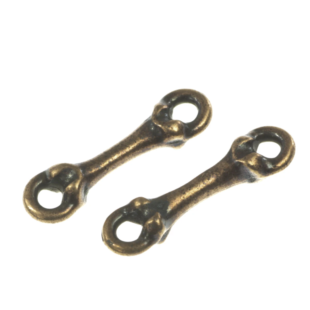 Conectori, link-uri si tuburi - Link, aliaj placat cupru antichizat, L 18 mm, gros. 2 mm, orif. 2 mm