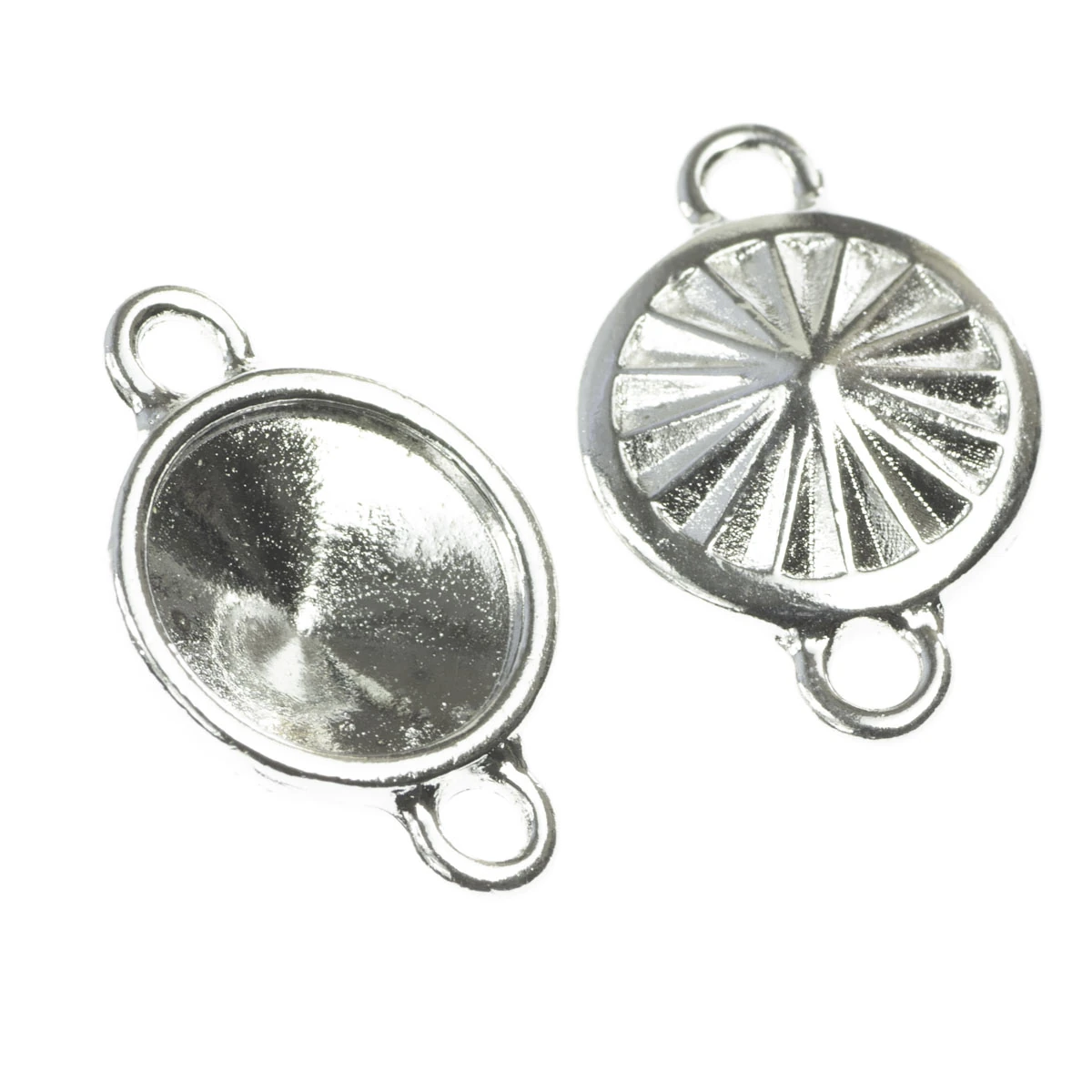 Conectori, link-uri si tuburi - Link baza cristale, aliaj placat cu rodiu, argintiu, D 18.5 mm