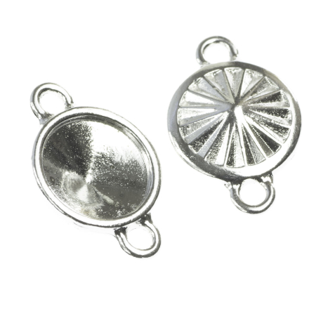 Accesorii metalice - Link baza cristale, aliaj placat cu rodiu, argintiu, D 18.5 mm