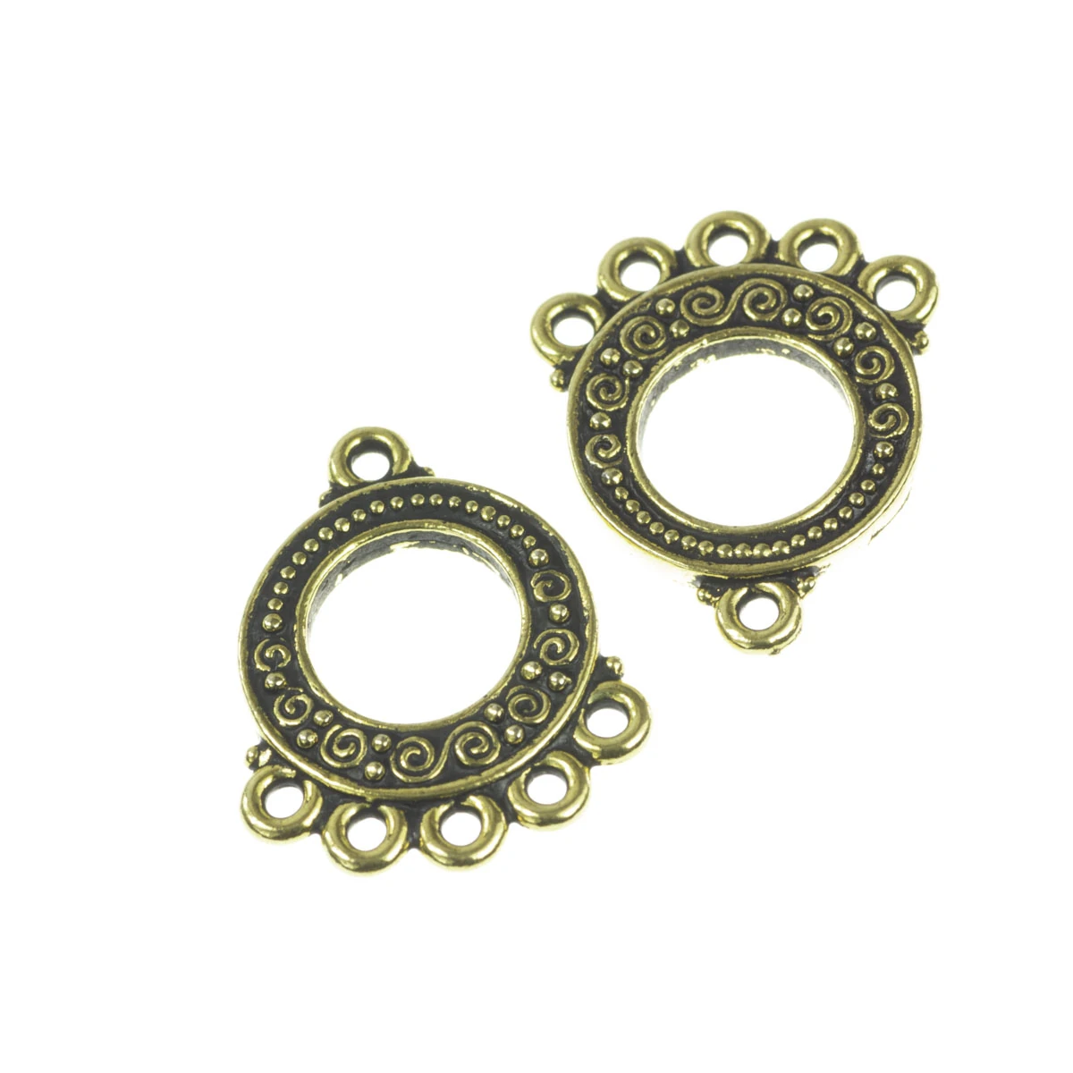 Conectori, link-uri si tuburi - Link chandelier motiv floral, aliaj placat cu aur antichizat, 22x21 mm, gros. 2.5 mm